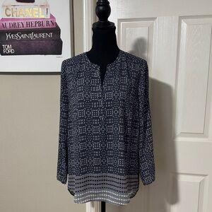 Daniel Rainn Black and White Patterned Blouse